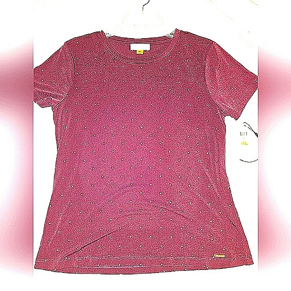 NWT, Calvin Klein,M  burgundy with gold studs, short sleeve tshirt - Picture 1 of 4